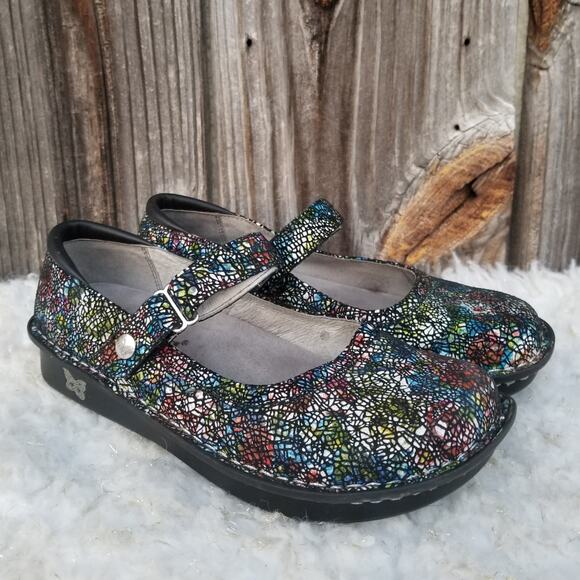 Rainbow Mosaic Mary Janes Alegria Size EU 37 US 7-7.5 Belle Cathedral Bel 391 - Picture 1 of 13